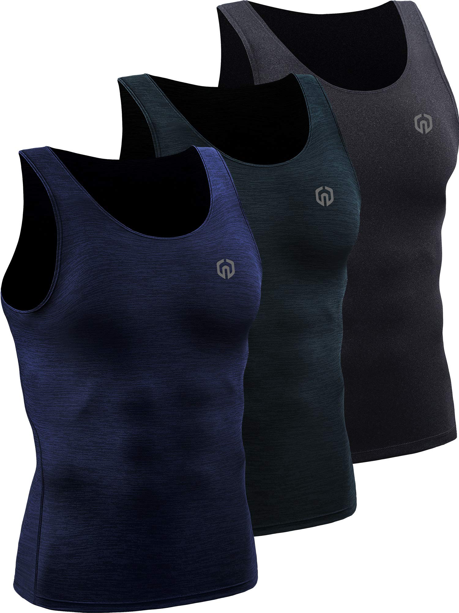 NELEUS Men's Athletic Compression Tank Top - Base Layer Sport Undershirt 3-Pack