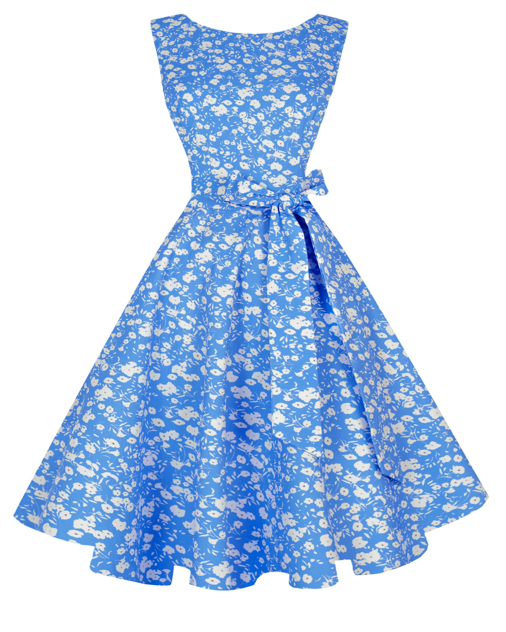 Women's Boatneck Sleeveless Swing Vintage 1950s Cocktail Dress