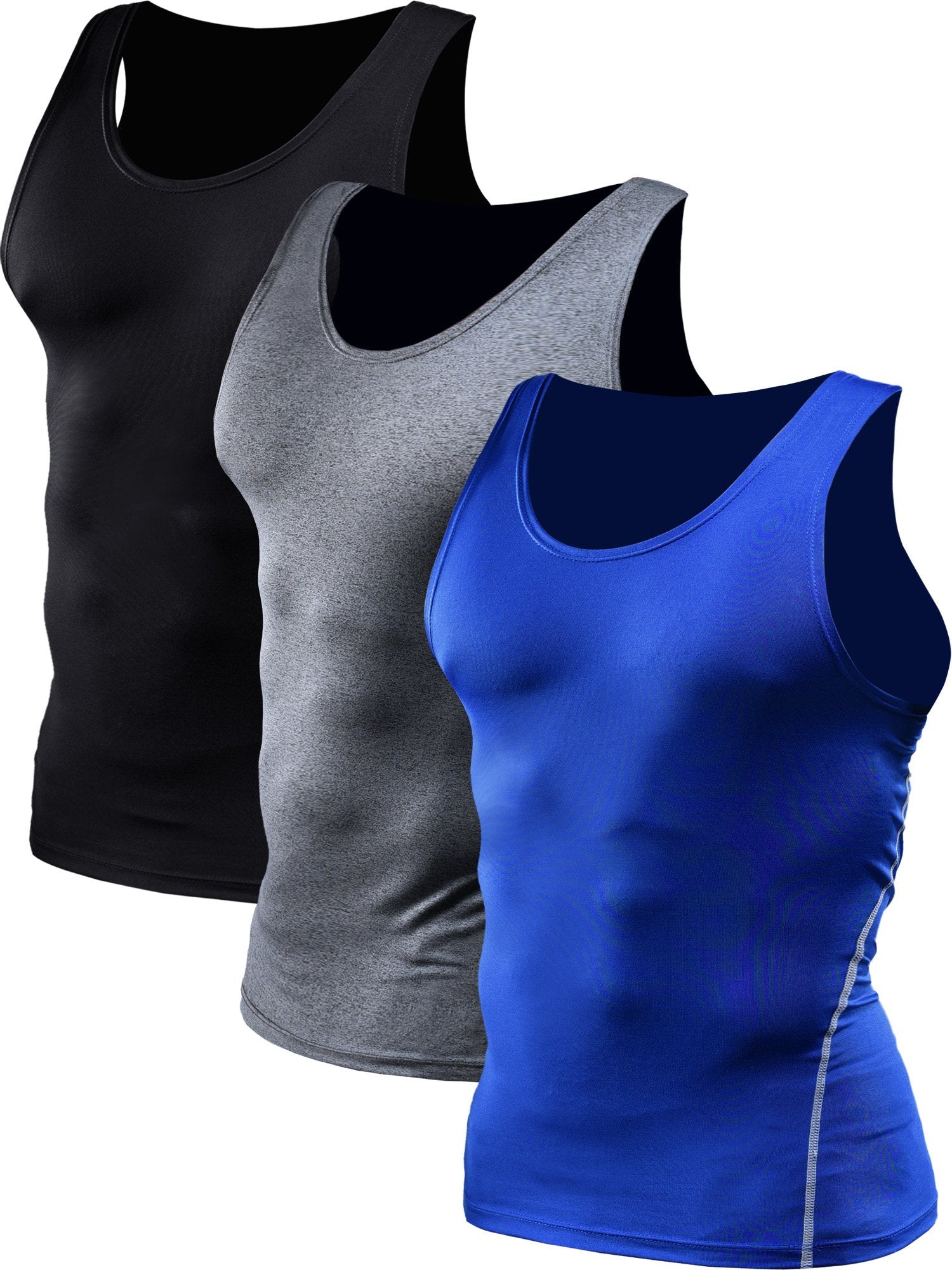 NELEUS Men's Athletic Compression Tank Top - Base Layer Sport Undershirt 3-Pack