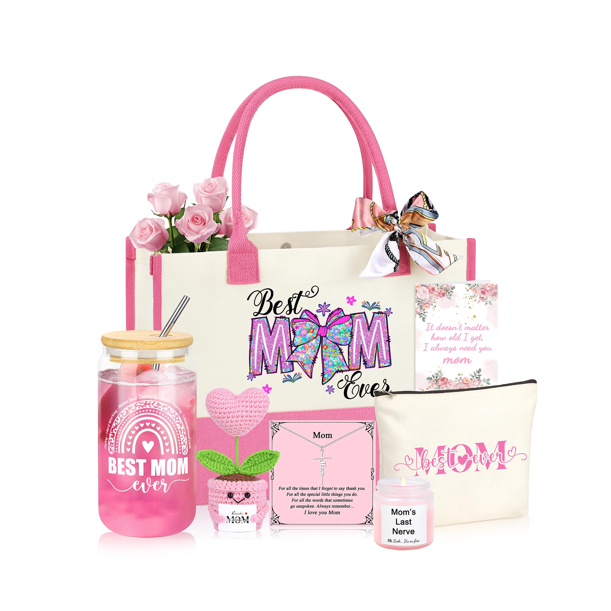 Women's Gift Basket Set of 6 – Tote, Cup, Candle & More