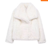 Winter Plush Coat Fashion Warm Thicken Fluffy Lapel Jacket Outwear Casual Long Sleeve Tops Womens Clothing - Dazzling Beauty Solution