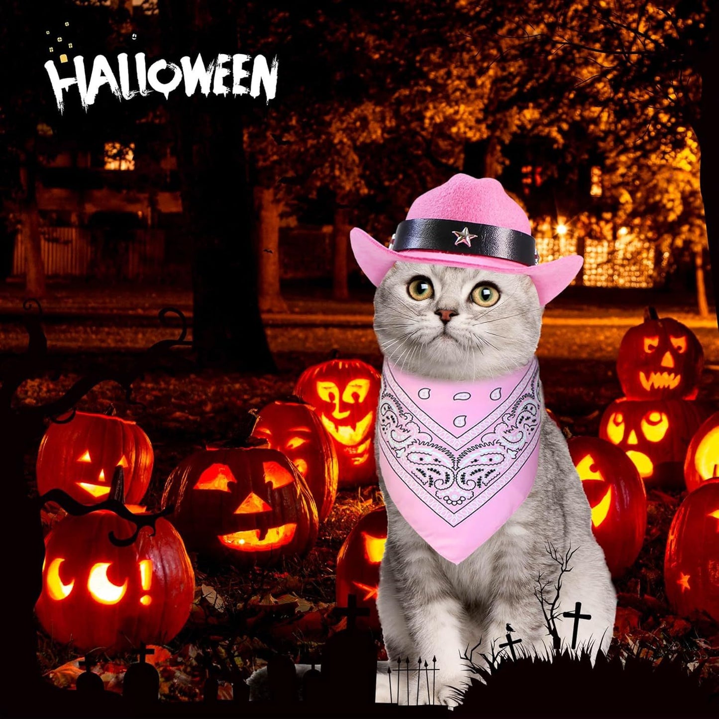 Cat Cowboy Costume Cat Cowboy Hat And Bandana Set Cat Halloween Costumes Cowboy Cat Pet Costume Funny Halloween Costumes For Cats Kittens Pets - Dazzling Beauty Solution