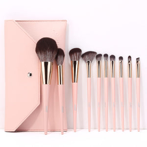 Make up Brushes 10Pcs Makeup Brush Set Foundation Brush Blending Brush Synthetic Hair Powder Brushes Fan Brushes Eyeshadow Brushes Eye Brushes Set with Bag(Pink)