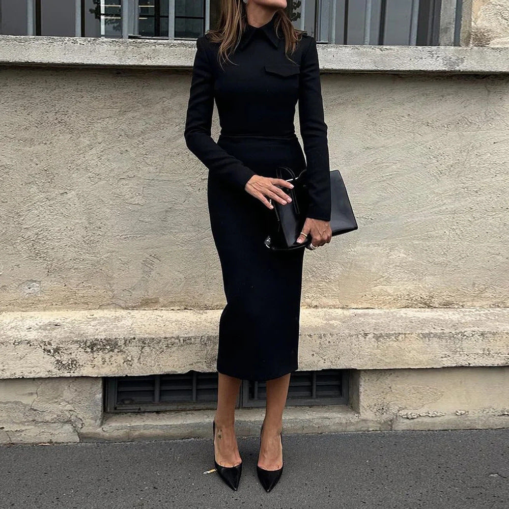 Women’s Hip Skirt Set – Elegant Polyester Outfit Black - Dazzling Beauty Solution