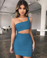 Slim One-shoulder Short Dress Sexy Fashion Hollow Mini Dresses For Women - Dazzling Beauty Solution