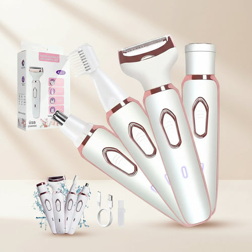 4-in-1 Electric Hair Removal Kit for Women – Bikini, Eyebrow, Nose & Facial Trimmer Set - Dazzling Beauty Solution