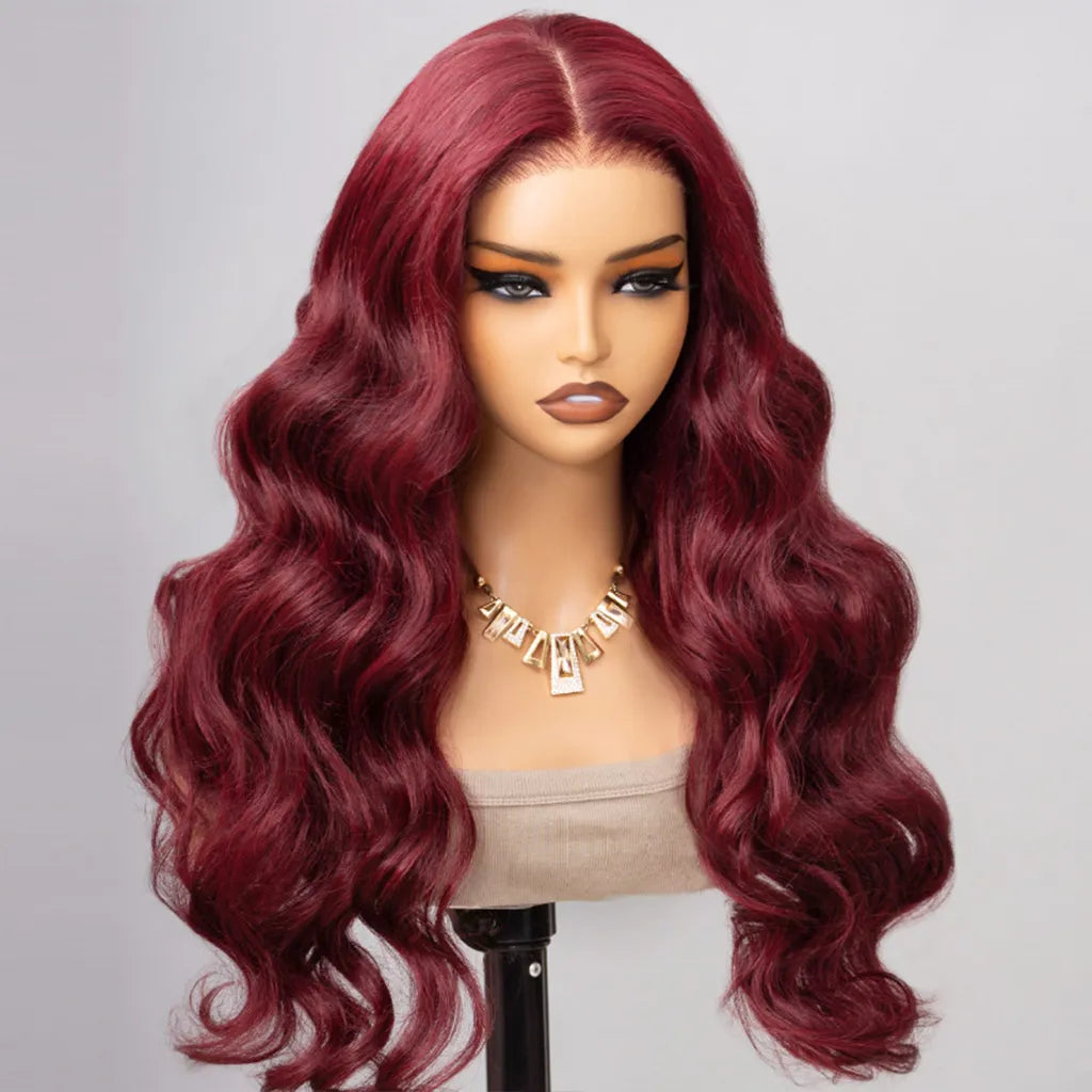 99J Burgundy Straight / Body Wave 4x4 Lace Closure Human Hair Wig