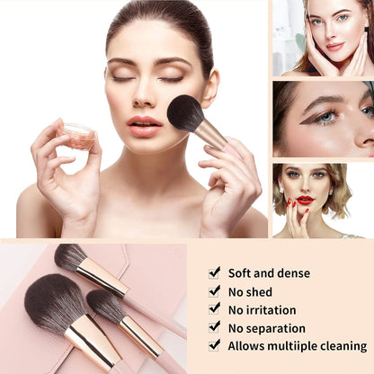 Make up Brushes 10Pcs Makeup Brush Set Foundation Brush Blending Brush Synthetic Hair Powder Brushes Fan Brushes Eyeshadow Brushes Eye Brushes Set with Bag(Pink)