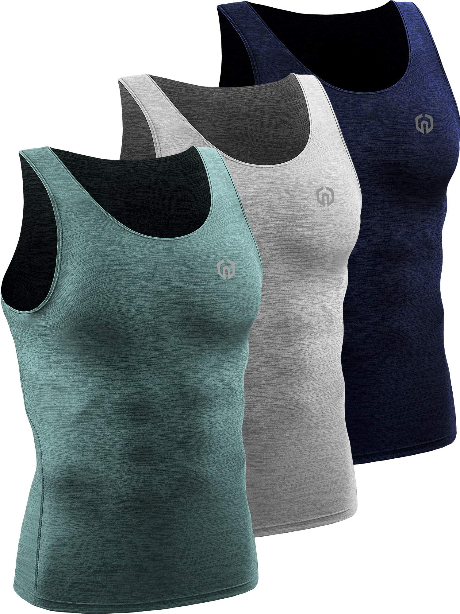 NELEUS Men's Athletic Compression Tank Top - Base Layer Sport Undershirt 3-Pack