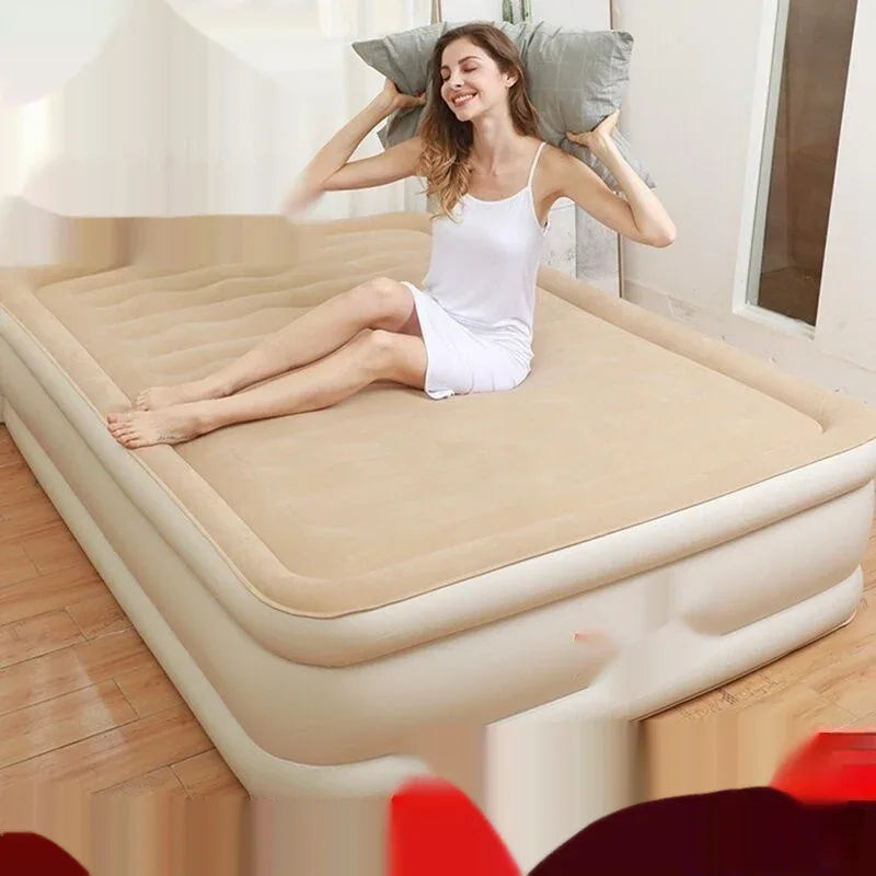 Queen Size Inflatable Bed with Backrest 203x152x48cm - Portable Camping Air Mattress - Dazzling Beauty Solution