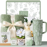 Qinline Luxury Spa Gift Set for Women – 10-Piece Self-Care Box with Blanket, Tumbler & Affirmation Cards
