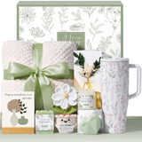 Qinline Luxury Spa Gift Set for Women – 10-Piece Self-Care Box with Blanket, Tumbler & Affirmation Cards