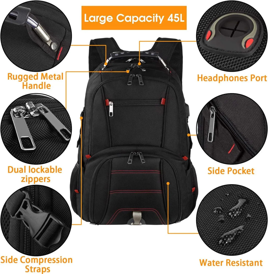 XL Travel Laptop Backpack – USB & RFID Secure - Dazzling Beauty Solution