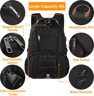 Travel Laptop Backpack, Extra Large Backpack for Men Women with USB Charging Port, TSA Friendly Heavy Duty Big Business Computer Bag Tech Backpacks Bag Fit 17 Inch Laptops, RFID Backbag