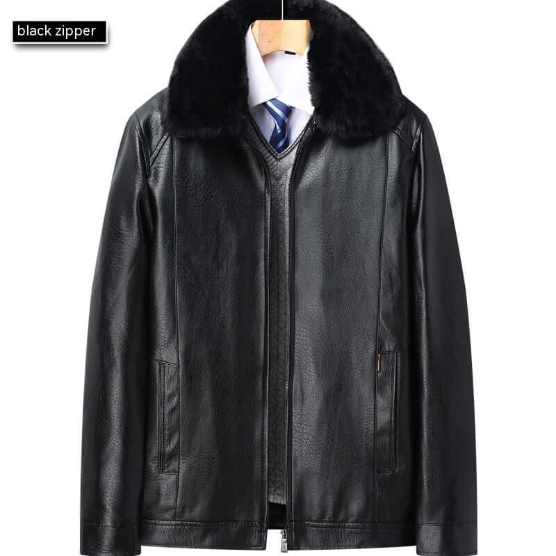 Men’s Winter Velvet PU Leather Jacket Padded Warm Coat - Dazzling Beauty Solution