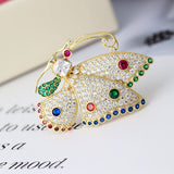 Unisex Colorful Butterfly Zircon Brooch – Gold-Plated Gemstone Pin - Dazzling Beauty Solution