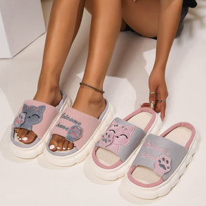 Cute Cartoon Kitten Home Slippers For Women - Dazzling Beauty Solution