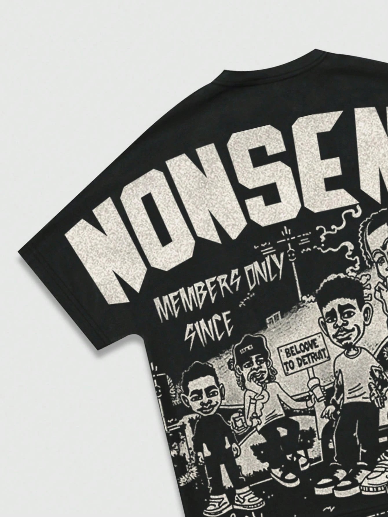 ROMWE MEN Street Life 1Pc Men'S Street Figure Batwing Short Sleeve Crew Neck Casual T-Shirt