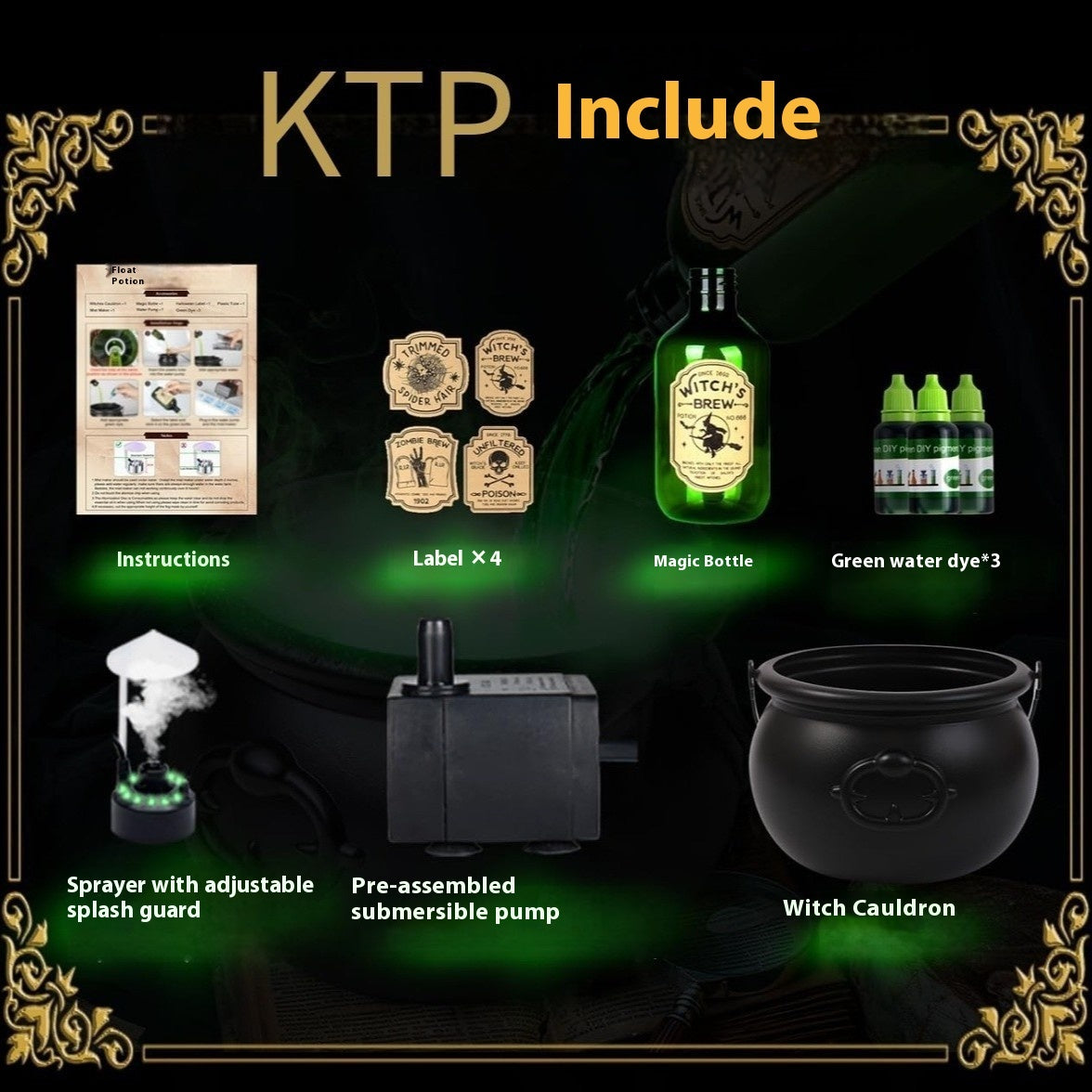 Halloween Floating Wizard Cauldron – Magic Fog Bowl with Potion Bottle & Diffuser - Dazzling Beauty Solution