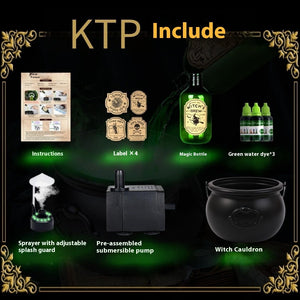 Halloween Floating Wizard Cauldron – Magic Fog Bowl with Potion Bottle & Diffuser - Dazzling Beauty Solution