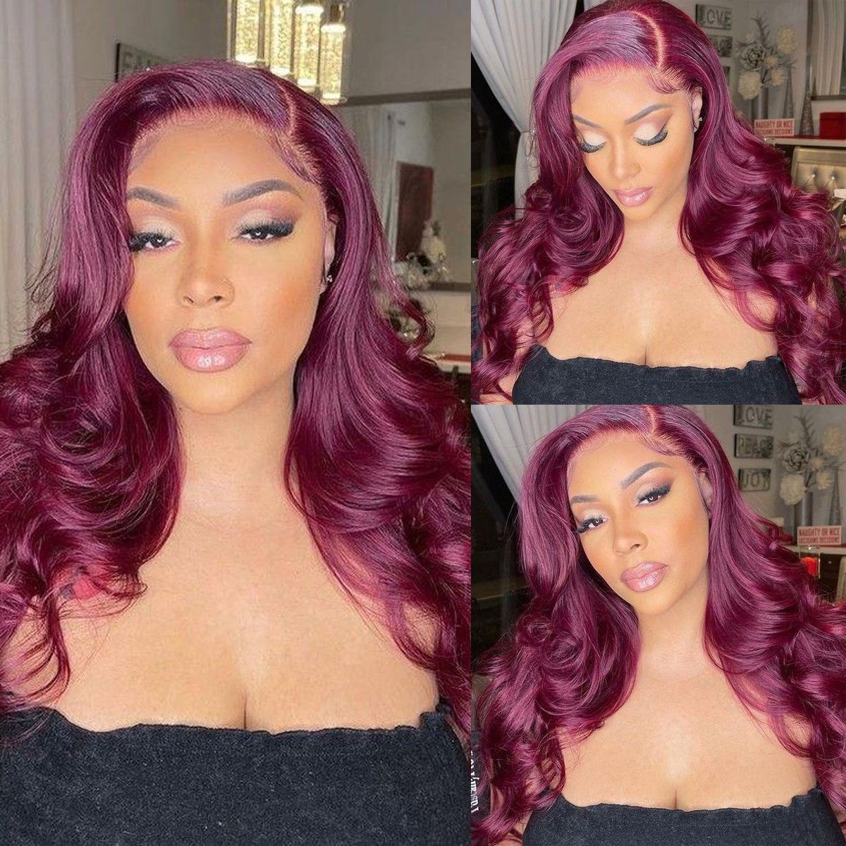 99J Burgundy Straight / Body Wave 4x4 Lace Closure Human Hair Wig