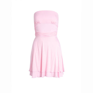 Y2K Tube-Top Short Dress – Sexy Pleated Summer Mini Dress for Women - Dazzling Beauty Solution