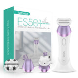 Electric Razors for Women 4 in 1 Bikini Trimmer, Foil Shaver for Women 4 Replacement Heads for Body, Pubic Hair Trimmer, Cleansing, Massage 2 Adjustable Speeds Rechargeable Shaver ES501 (Purple)