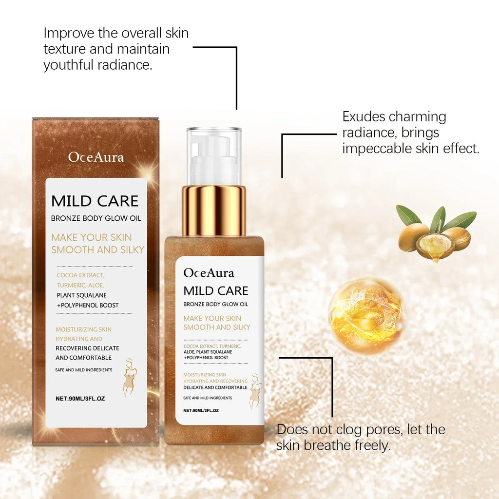 Oceaura Bronze Body Glow Oil – Moisturizing Shimmer Oil - Dazzling Beauty Solution