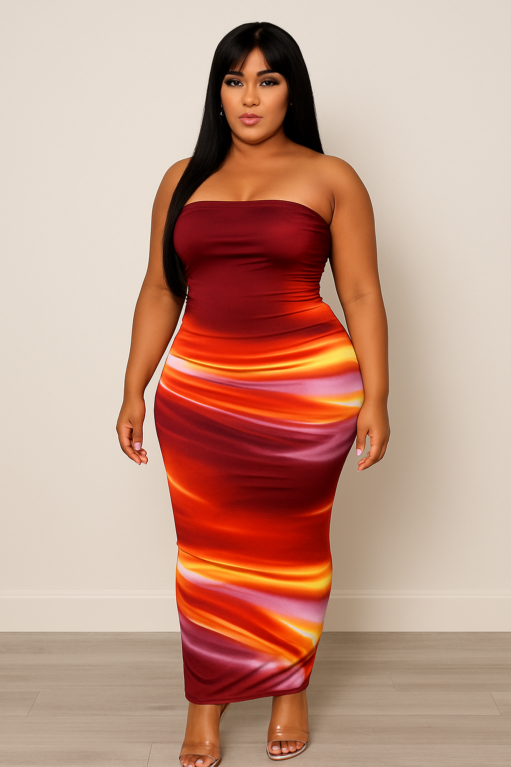 Echoine Tie-Dye Strapless Bodycon Long Dress | Sexy Summer Party & Evening Dress for Women | Dazzling Beauty Solution - Dazzling Beauty Solution