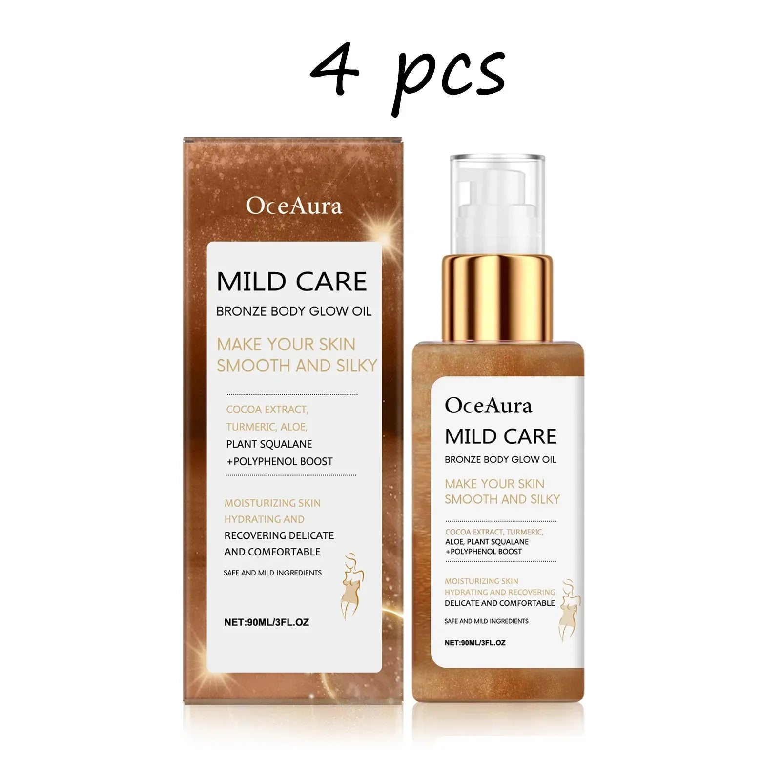 Oceaura Bronze Body Glow Oil – Moisturizing Shimmer Oil - Dazzling Beauty Solution