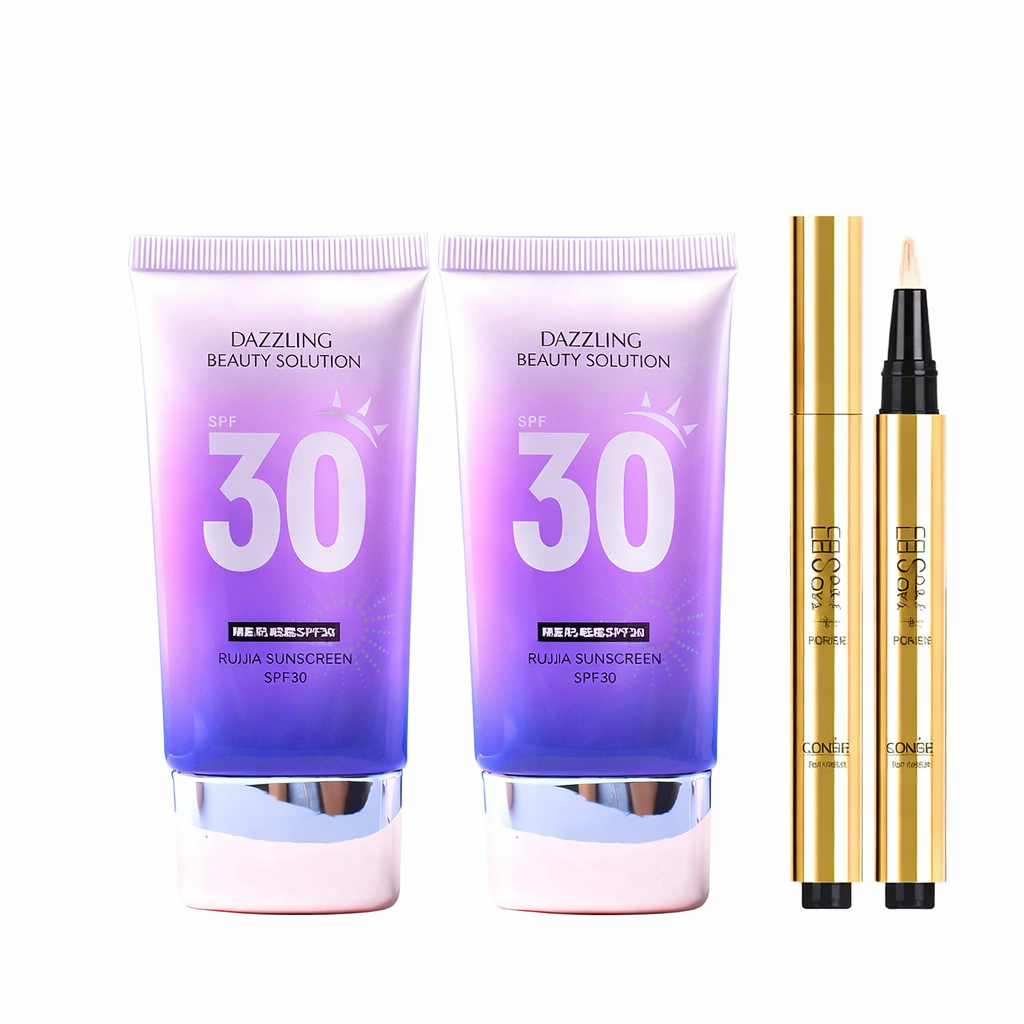 Dazzling Beauty Solution SPF30 Sunscreen Makeup Kit | Primer + Concealer + Highlight | Face & Body