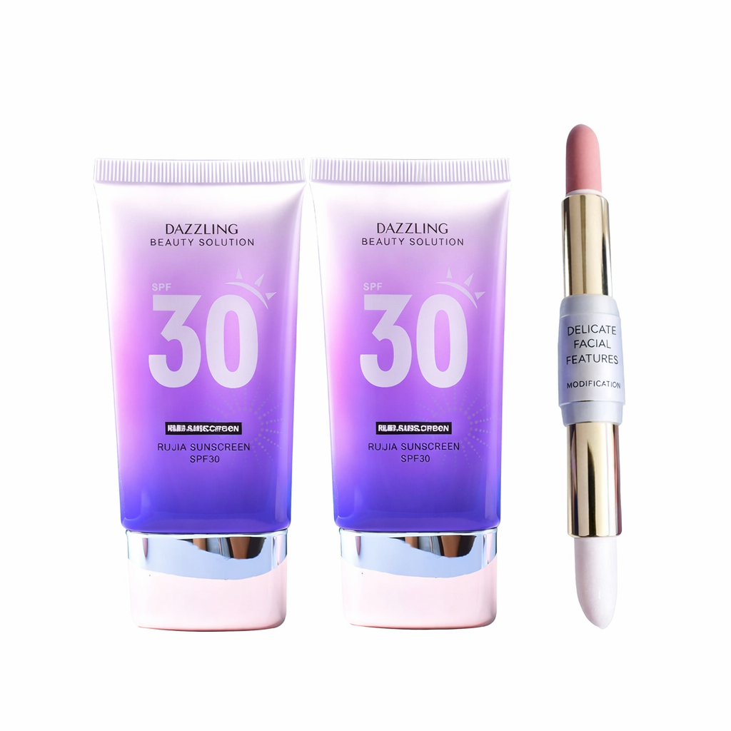 Dazzling Beauty Solution SPF30 Sunscreen Makeup Kit | Primer + Concealer + Highlight | Face & Body