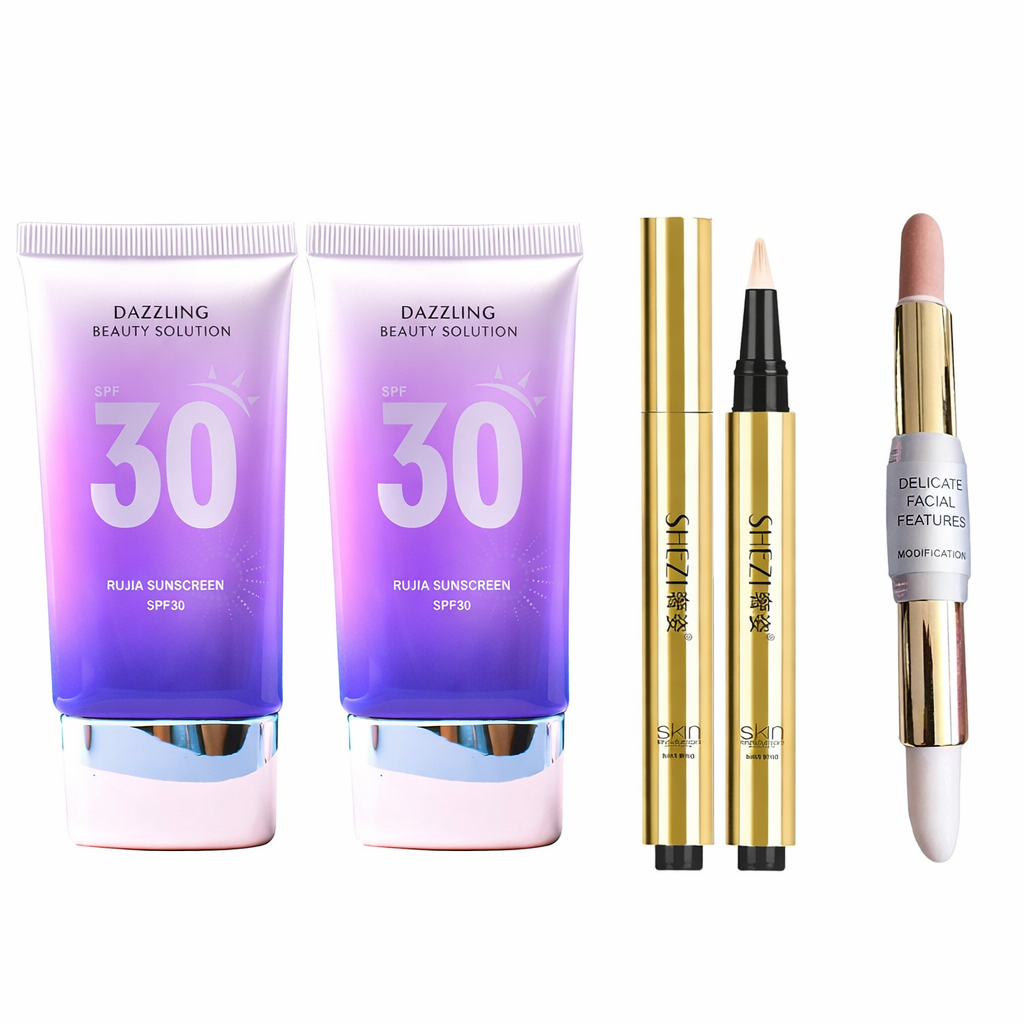 Dazzling Beauty Solution SPF30 Sunscreen Makeup Kit | Primer + Concealer + Highlight | Face & Body