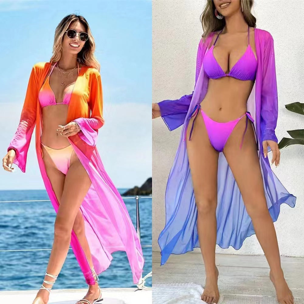 Sexy Gradient 3-Piece Swimsuit Set - Dazzling Beauty Solution