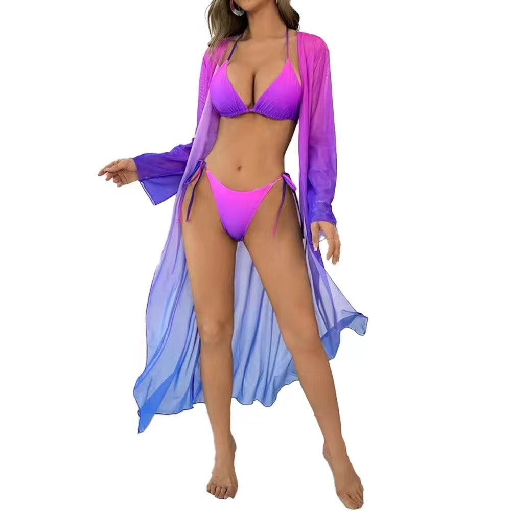 Sexy Gradient 3-Piece Swimsuit Set - Dazzling Beauty Solution
