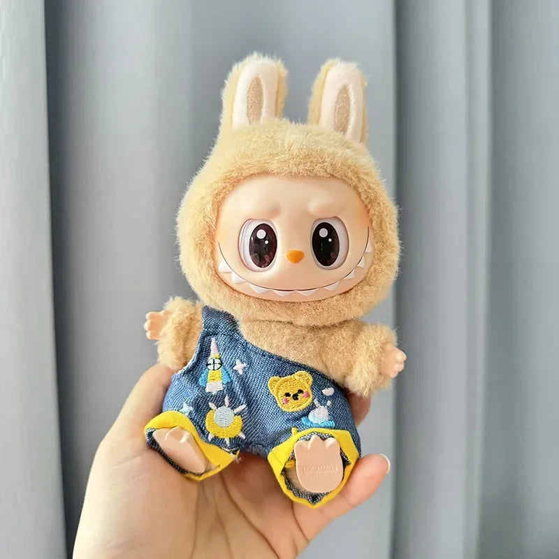 Stylish Overalls for Labubu Doll (15–17cm) – Pink, Blue, White, Brown, Black - Dazzling Beauty Solution
