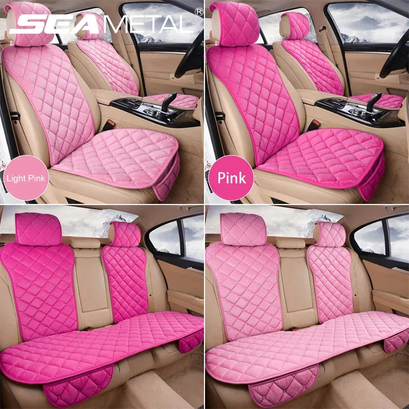 SEAMETAL Soft Plush Universal Car Seat Cover Cushion – Pink, 4‑Season Comfort - Dazzling Beauty Solution