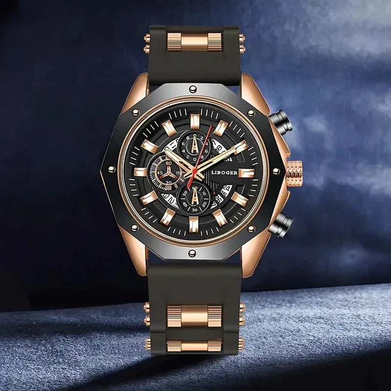 Men's Quartz Sports Watch with Silicone Band - Dazzling Beauty Solution