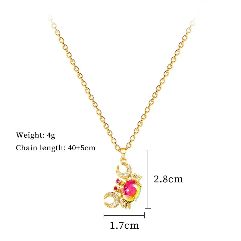 316L Stainless Steel Colorful Crab Pendant Necklace - Dazzling Beauty Solution