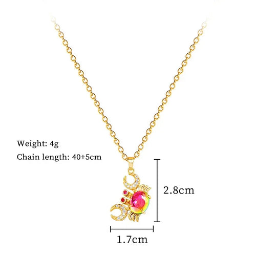 316L Stainless Steel Colorful Crab Pendant Necklace - Dazzling Beauty Solution
