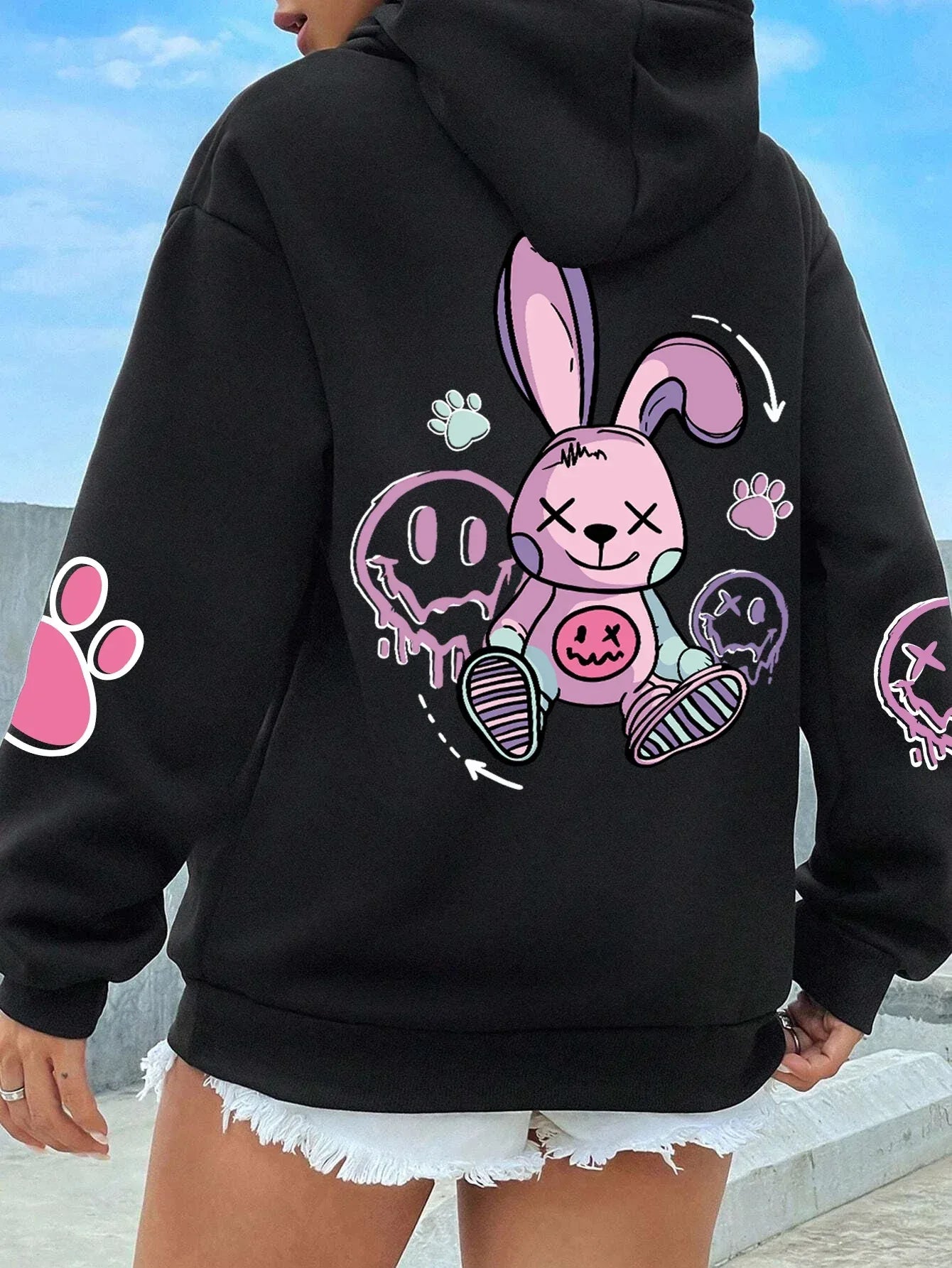 Oversized Printed Hip Hop Women's Hoodie - Dazzling Beauty Solution