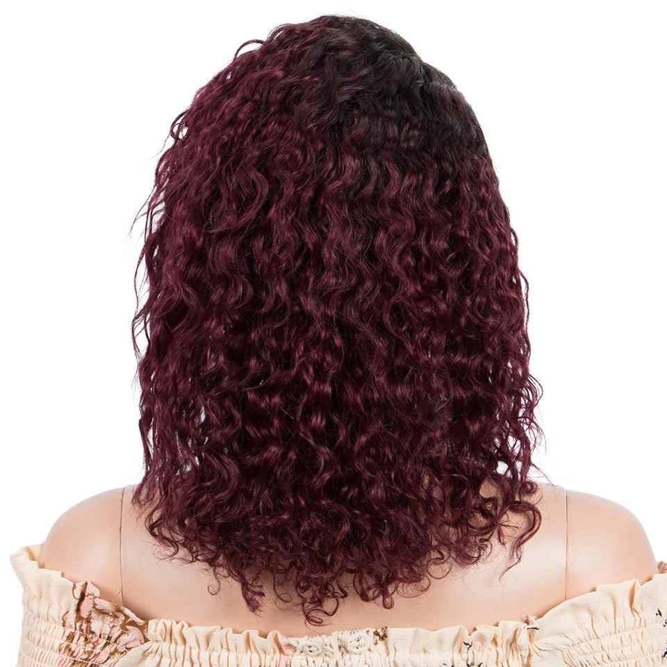 Curly T-Part Lace Front Wig – 13x4x1 Brazilian Human Hair, 180% Density (4 Colors, Middle & Side Part)