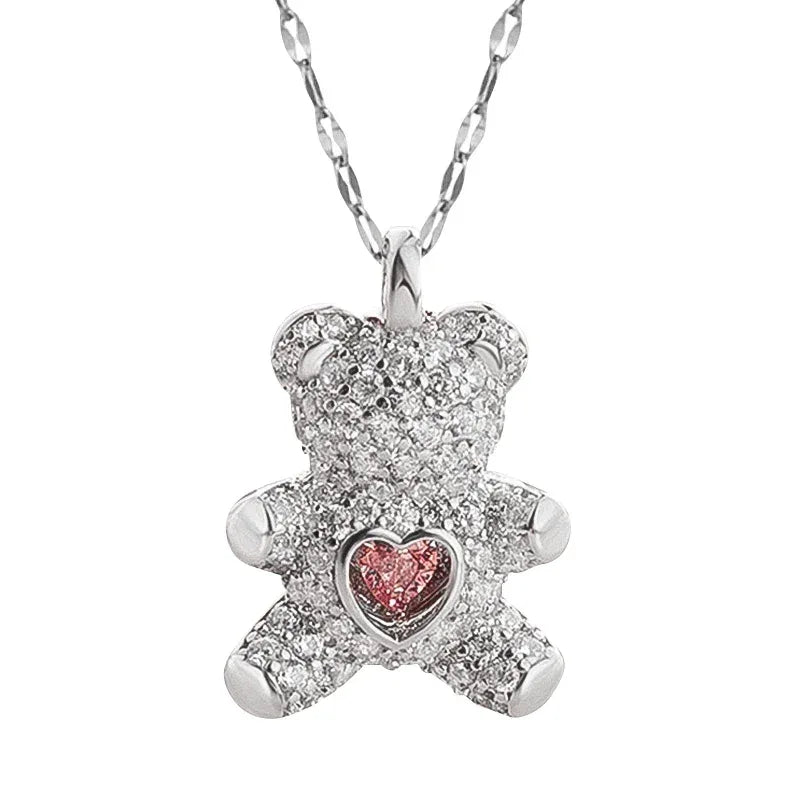 Lovely Bear Pendant Necklace – Golden Titanium Stainless Steel Jewelry for Women - Dazzling Beauty Solution