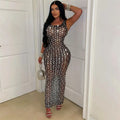 Sparkly Rhinestones Diamonds Evening Dress – Long Sleeveless Mesh Luxury Gown for Prom, Birthdays, and Parties - Dazzling Beauty Solution