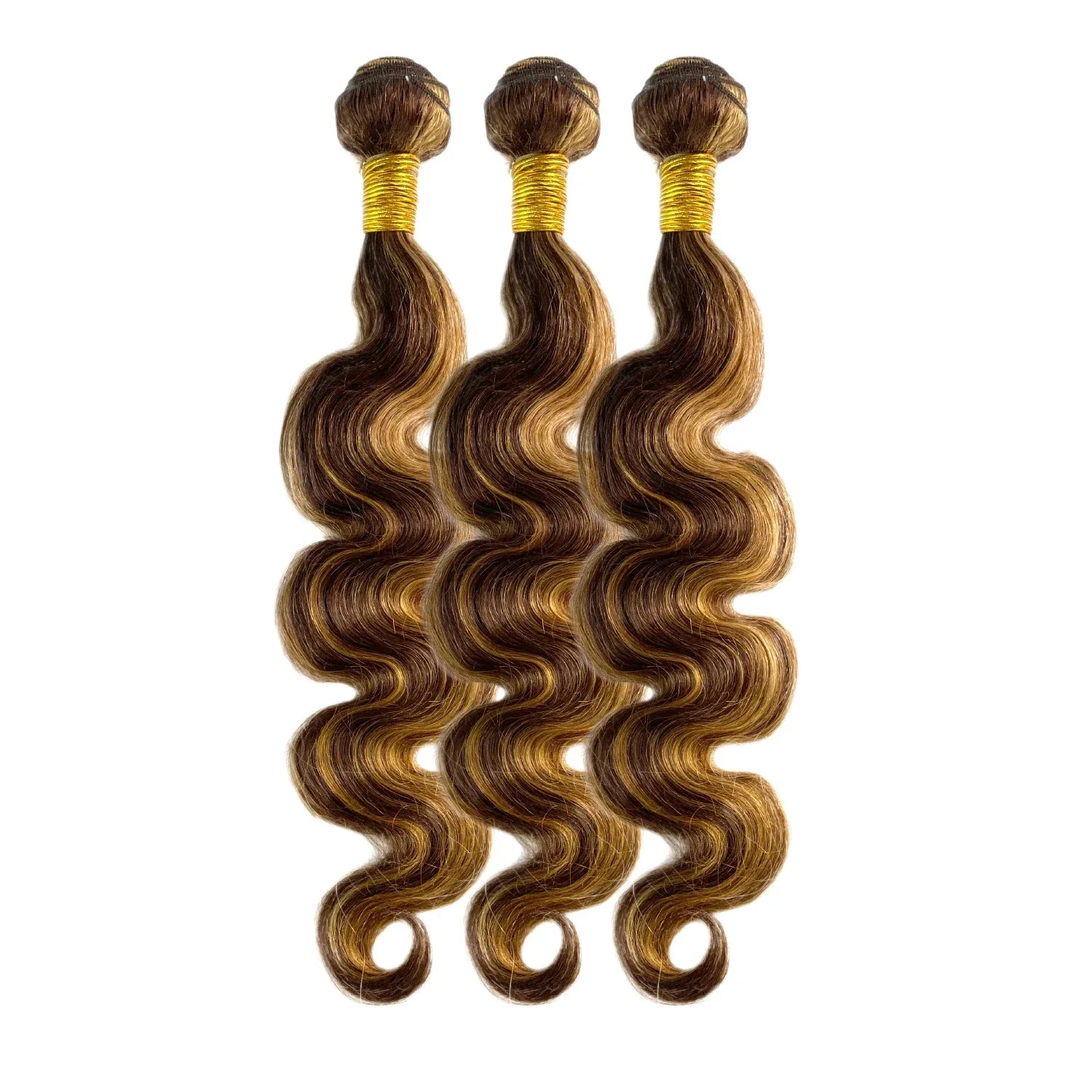 P4/27 Highlight Body Wave Bundles | 18–22 Inch Ombre Brown Human Hair | 100% Brazilian Remy Bundles | Dazzling Beauty Solution - Dazzling Beauty Solution