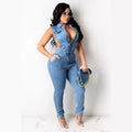 Women's Hollow Denim Jumpsuit - Sexy Skinny Jean Overalls