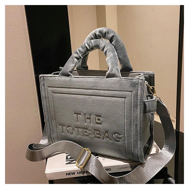 Velour Letter Tote – Soft Square Shoulder Bag (Real Deal) - Dazzling Beauty Solution