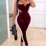 Women's Sexy Cutout Bodysuit & High Waist Pants Set - 2-Piece Festival Outfit