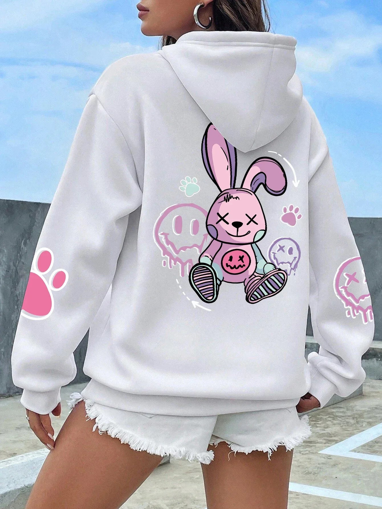 Oversized Printed Hip Hop Women's Hoodie - Dazzling Beauty Solution