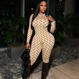 Women's Moon Print Jumpsuit - Sexy Slim Fit Long Sleeve Bodysuit